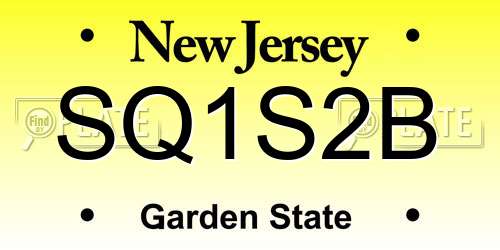 SQ1S2B New Jersey License Plate