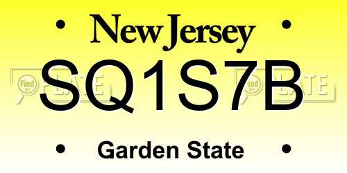 SQ1S7B New Jersey License Plate
