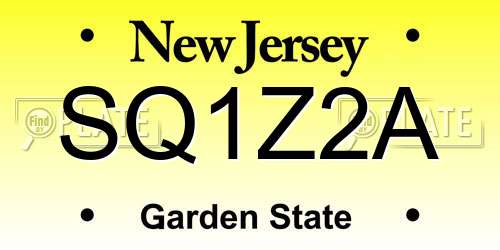 SQ1Z2A New Jersey License Plate