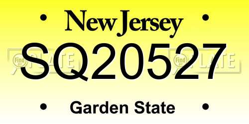 SQ20527 New Jersey License Plate