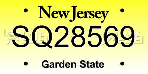 SQ28569 New Jersey License Plate