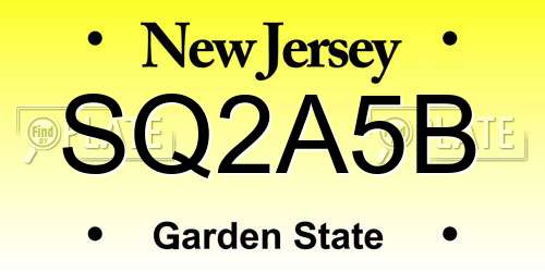 SQ2A5B New Jersey License Plate