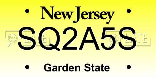 SQ2A5S New Jersey License Plate