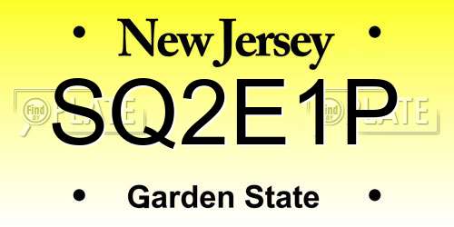 SQ2E1P New Jersey License Plate