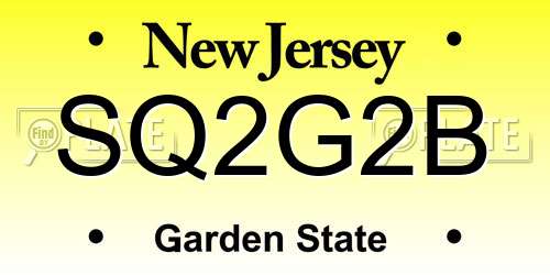 SQ2G2B New Jersey License Plate