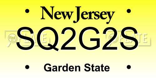 SQ2G2S New Jersey License Plate