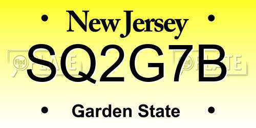 SQ2G7B New Jersey License Plate