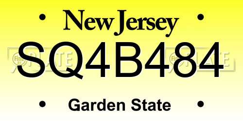SQ4B484 New Jersey License Plate