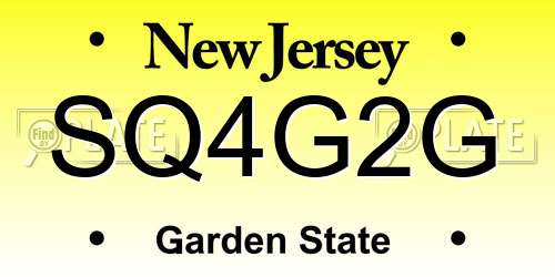 SQ4G2G New Jersey License Plate