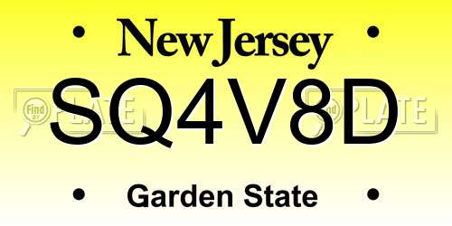 SQ4V8D New Jersey License Plate