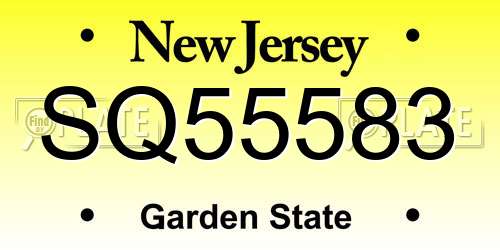 SQ55583 New Jersey License Plate