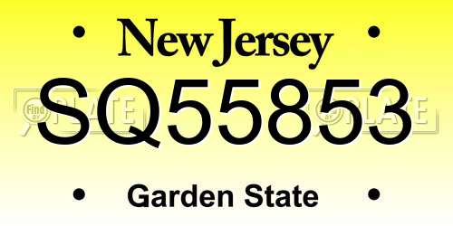 SQ55853 New Jersey License Plate