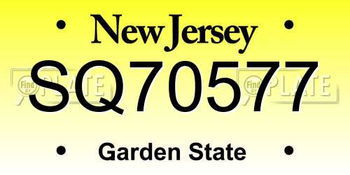 SQ70577 New Jersey License Plate