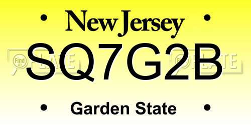 SQ7G2B New Jersey License Plate
