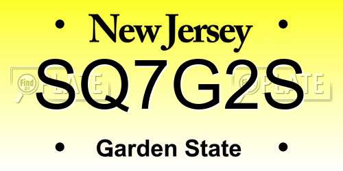 SQ7G2S New Jersey License Plate