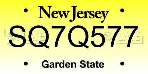 SQ7Q577 New Jersey License Plate