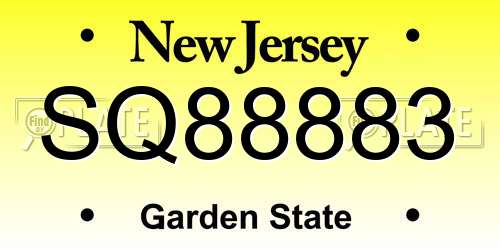 SQ88883 New Jersey License Plate