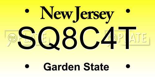 SQ8C4T New Jersey License Plate