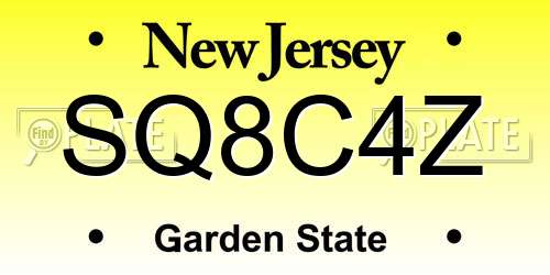 SQ8C4Z New Jersey License Plate