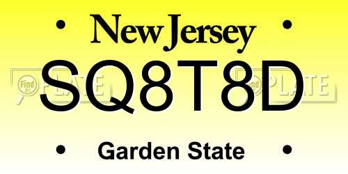 SQ8T8D New Jersey License Plate