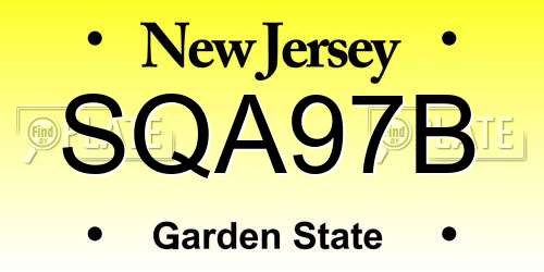 SQA97B New Jersey License Plate