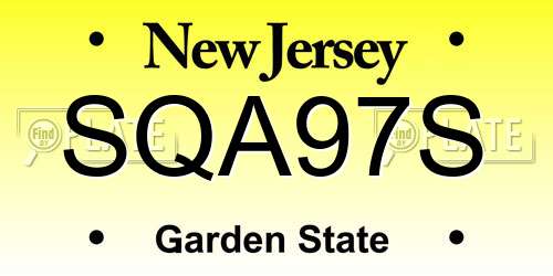 SQA97S New Jersey License Plate