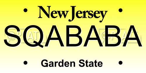 SQABABA New Jersey License Plate