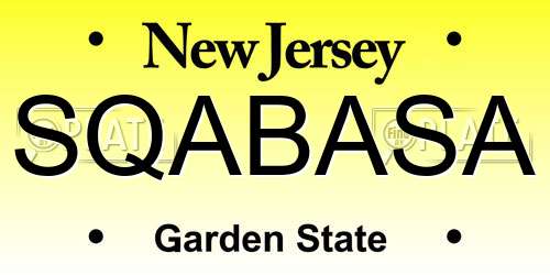 SQABASA New Jersey License Plate