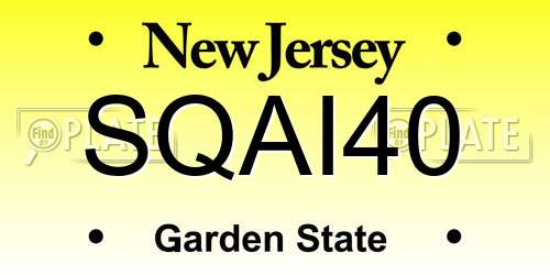 SQAI40 New Jersey License Plate