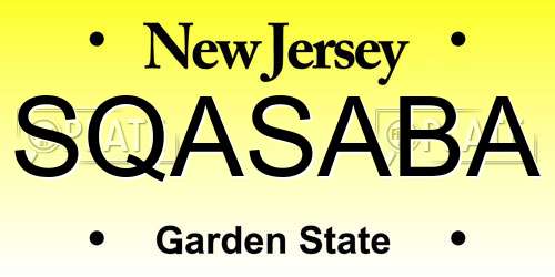 SQASABA New Jersey License Plate