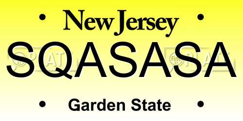 SQASASA New Jersey License Plate