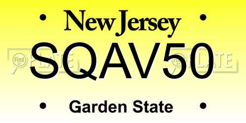 SQAV50 New Jersey License Plate