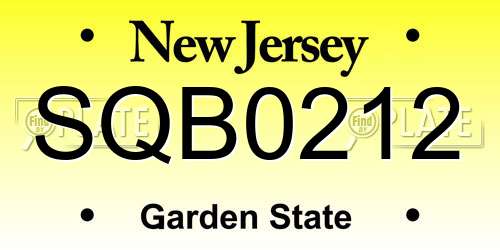 SQB0212 New Jersey License Plate