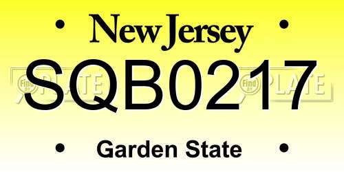 SQB0217 New Jersey License Plate