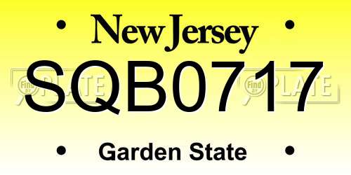 SQB0717 New Jersey License Plate