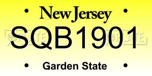 SQB1901 New Jersey License Plate