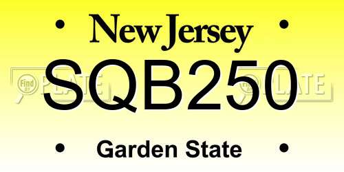 SQB250 New Jersey License Plate