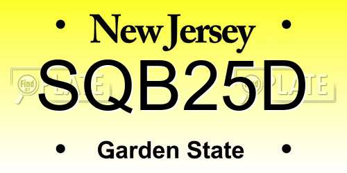 SQB25D New Jersey License Plate