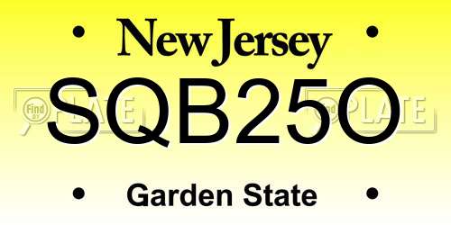 SQB25O New Jersey License Plate