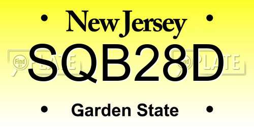 SQB28D New Jersey License Plate