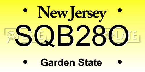 SQB28O New Jersey License Plate