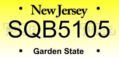 SQB5105 New Jersey License Plate