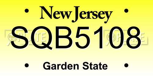 SQB5108 New Jersey License Plate