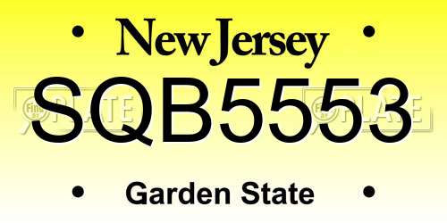 SQB5553 New Jersey License Plate