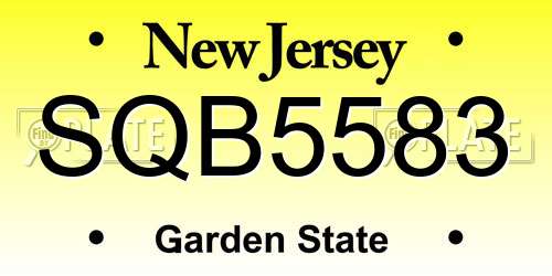SQB5583 New Jersey License Plate