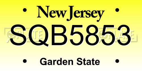 SQB5853 New Jersey License Plate