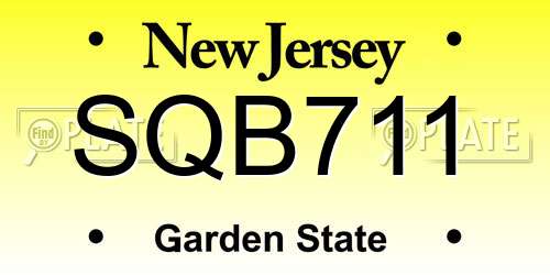SQB711 New Jersey License Plate