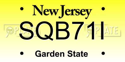 SQB71I New Jersey License Plate