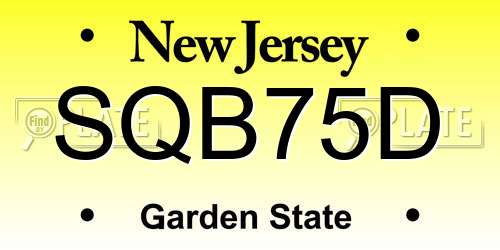 SQB75D New Jersey License Plate