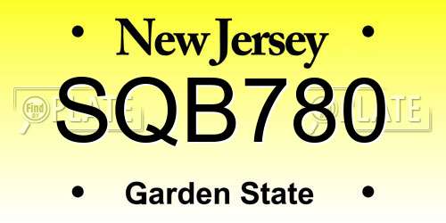 SQB780 New Jersey License Plate